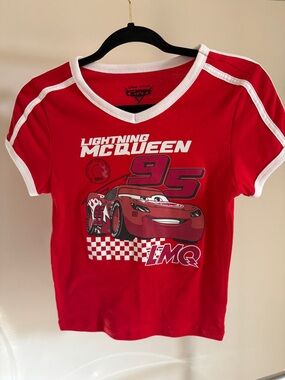 Disney Pixar Lightning McQueen Red V‑Neck Crop Top